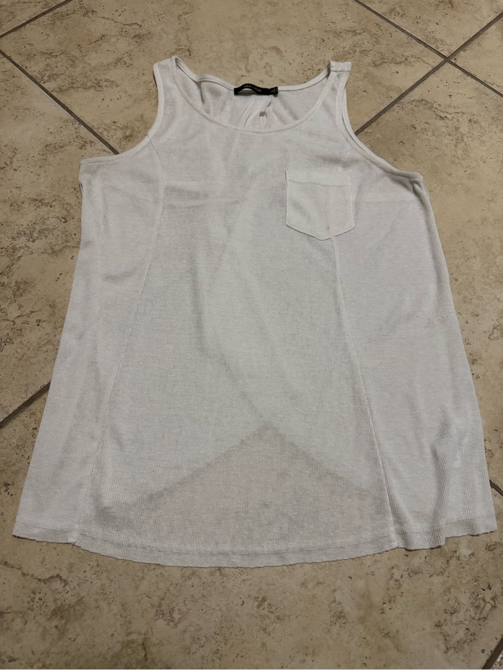 Doe & Rae White Pocket Tank Top